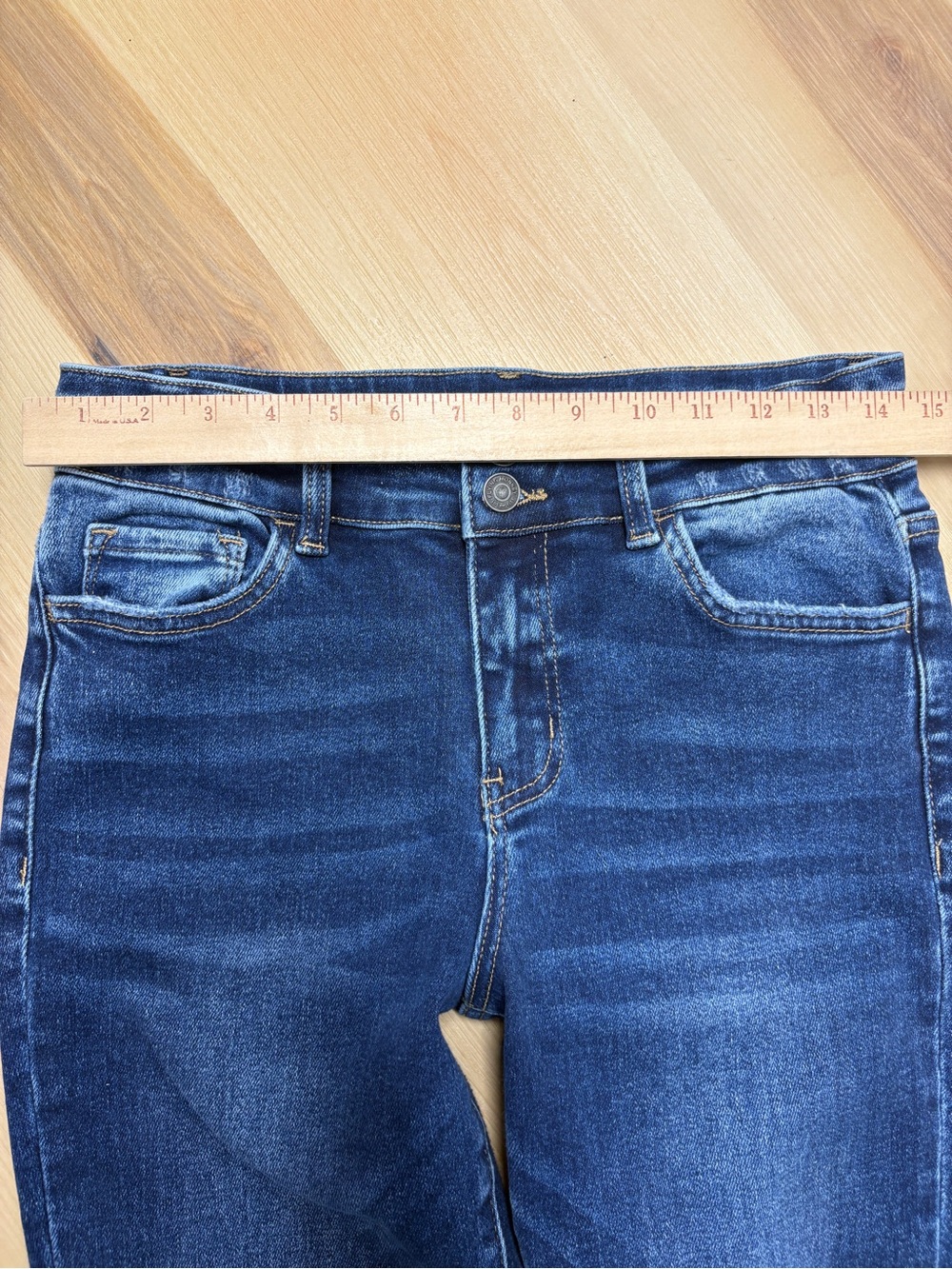 Flying Monkey High Rise Extreme Flare Jeans Dark Wash Raw Hem Size 29 BY4345L - Picture 10 of 16